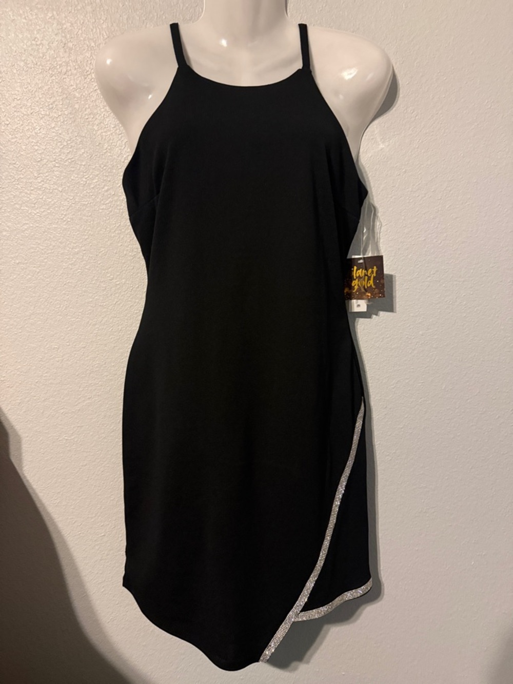 Planet Gold Black Mini Dress with Silver Accent